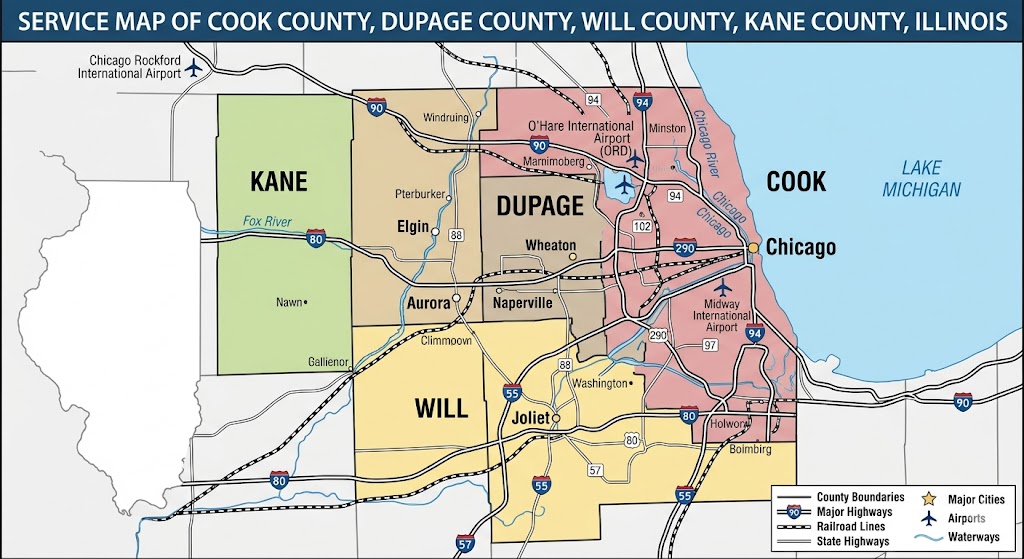 Bulldogs Heating & Air service area map